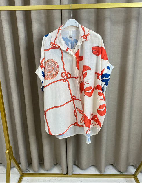 Maraidh Linen Printed Oversized Shirt