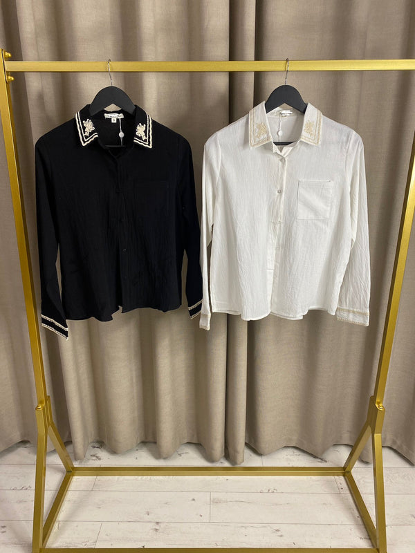 Maeline Embroidered Collar Cotton Shirt