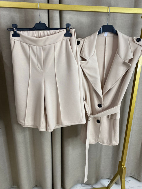 Nairobi Tie Waistcoat And Knee Length Shorts Co Ord Set