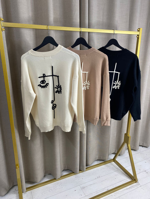 Caroline Luxury Embroidered Knitted Jumper