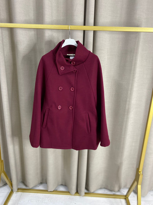 Raema Double Breasted High Neck Cape Poncho