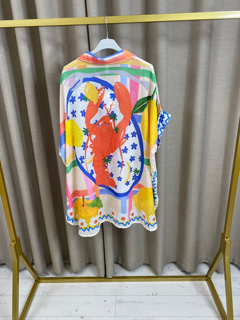 Ferdosh Linen Printed Oversized Shirt