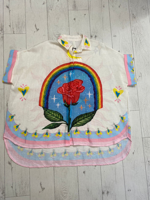 Maici Linen Printed Oversized Shirt