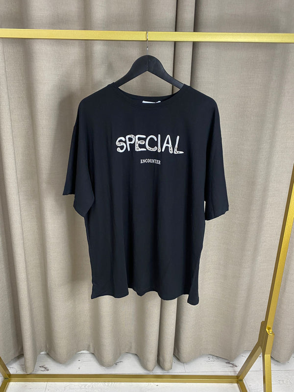 Makaila Special Slogan Embellished Detail Oversized T-Shirt