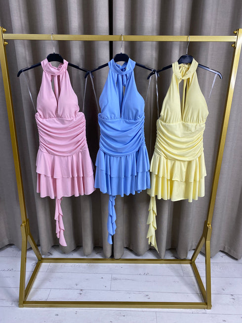 Prusha Halter Neck Bustier Mini Dress