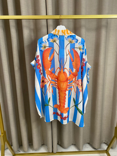 Valeska Linen Printed Oversized Shirt