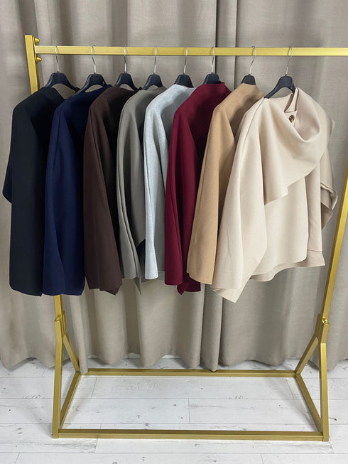 Donelsa Wool Look Scarf Detail Button Cape