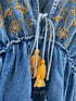 Ashti Denim Embellished Tiered Mini Dress