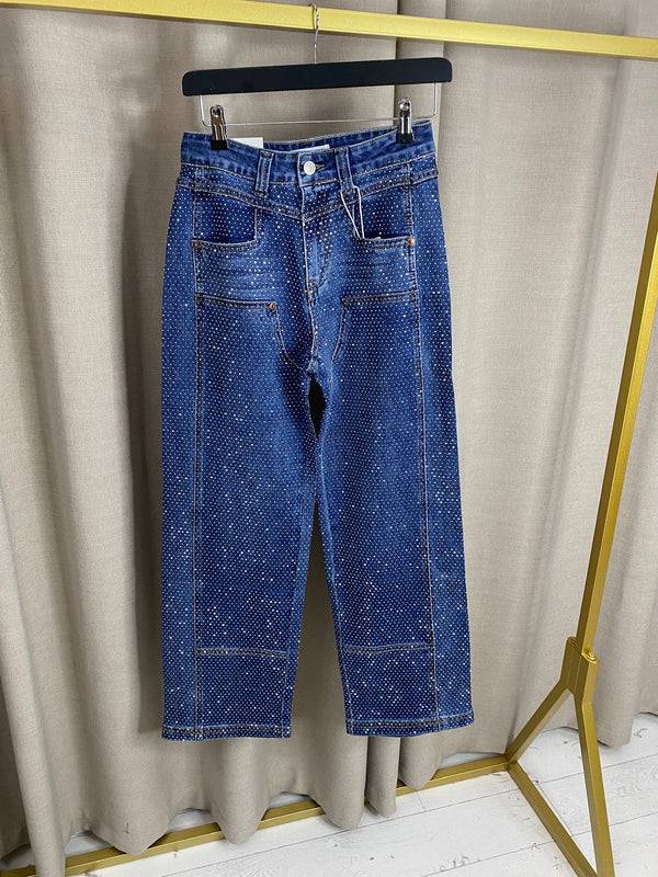 Ailison Embellished Diamante Cowboy Style Stitching Detail Jeans