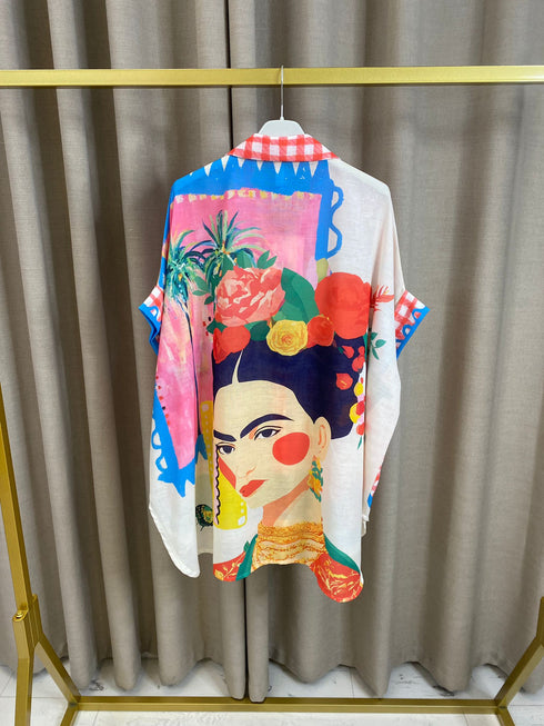 Lileen Linen Printed Oversized Shirt