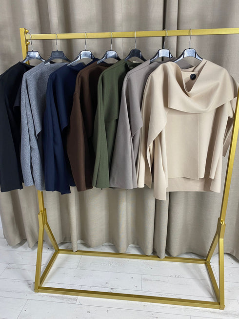 Donelsa Wool Look Scarf Detail Button Cape