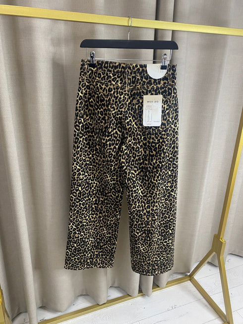 Meeghan High Rise Leopard Print Straight Leg Denim Jeans