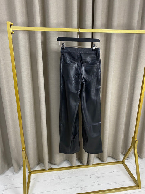 Monika PU Faux Leather High Waisted Wide Leg Jeans