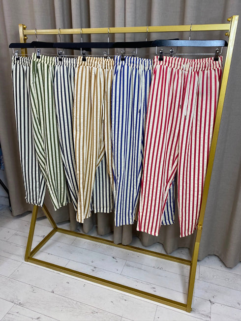 Demelza Stripe Elasticated Waistband Cigarette Trousers