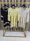 Keren Tiered Tassel Details Gold Foil Dress