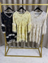 Keren Tiered Tassel Details Gold Foil Dress