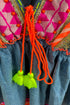 Alucia Denim Tiered Tassel Neon Detail Maxi Dress