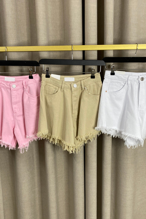 Selena Frayed Hem Denim Shorts