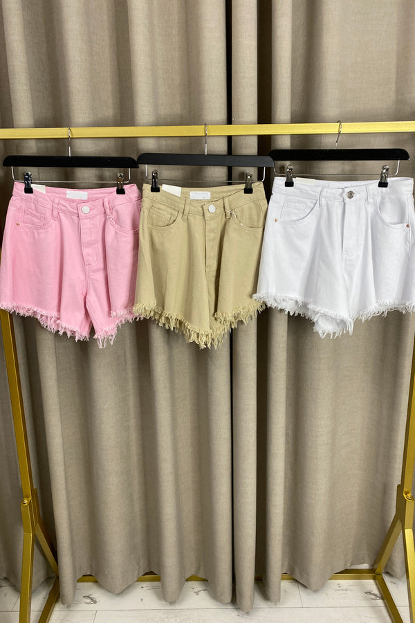 Selena Frayed Hem Denim Shorts