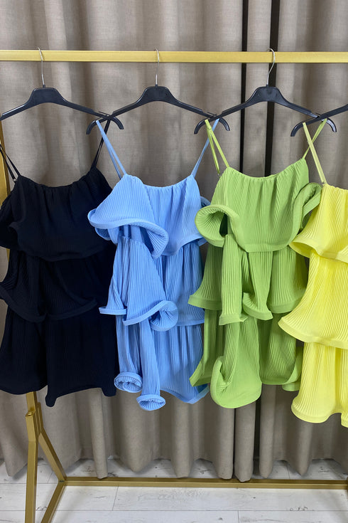 Christie Plisse Tiered Ruffle Dress