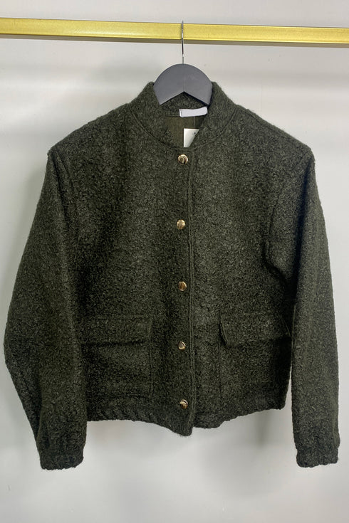 Stassie Teddy Borg Pocket Detail Bomber Jacket