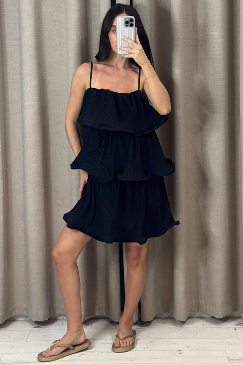 Christie Plisse Tiered Ruffle Dress