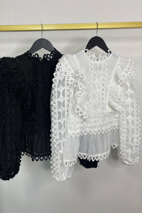 Mariane Crochet Trim Frill Blouse