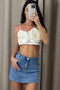 Alessia White Flower Bust Strappy Crop Top