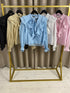 Eylee Ruffle Button Up tie Polka Dot Blouse