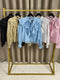 Eylee Ruffle Button Up tie Polka Dot Blouse