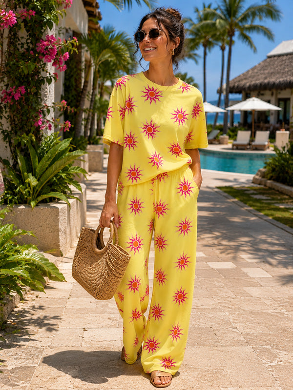 Sabrina Sun Print Ribbed Co Ord Set