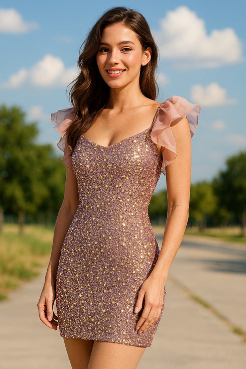 Francess Sequin Tulle Strap Detail Mini Dress