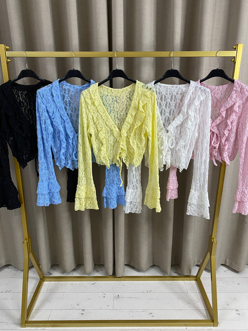 Jamieanne Frill Front Tie Lace Top