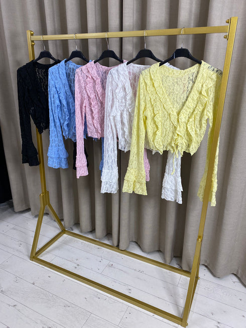 Jamieanne Frill Front Tie Lace Top