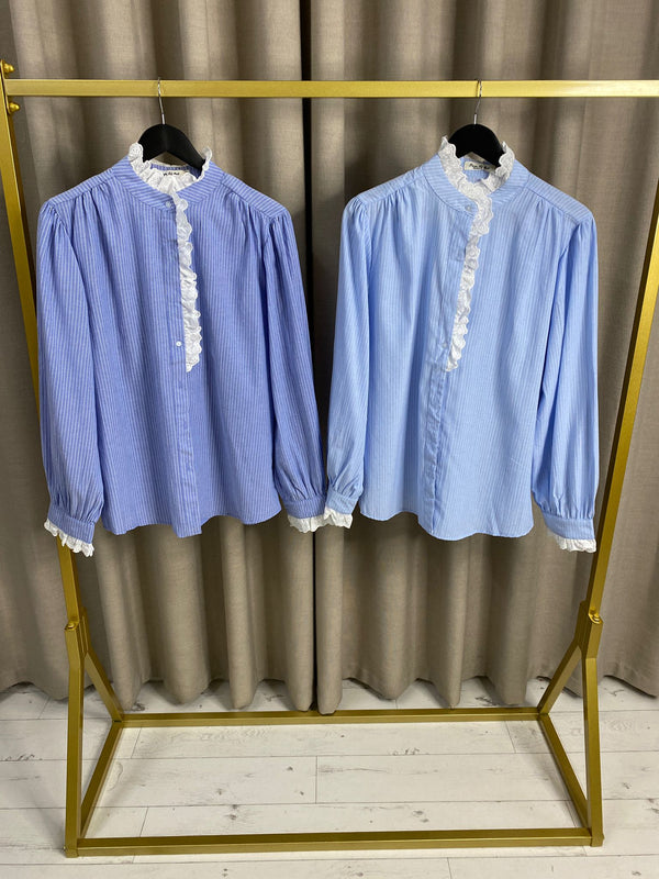 Harika Stripe Shirt with Lace Detail