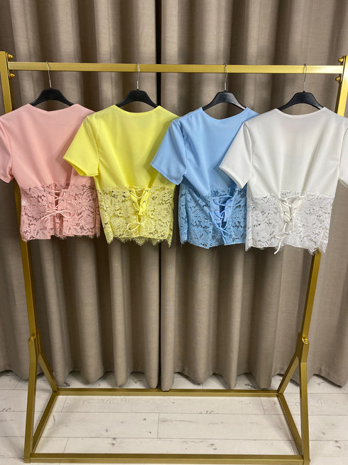 Madiha Lace Corset Tie Back Top