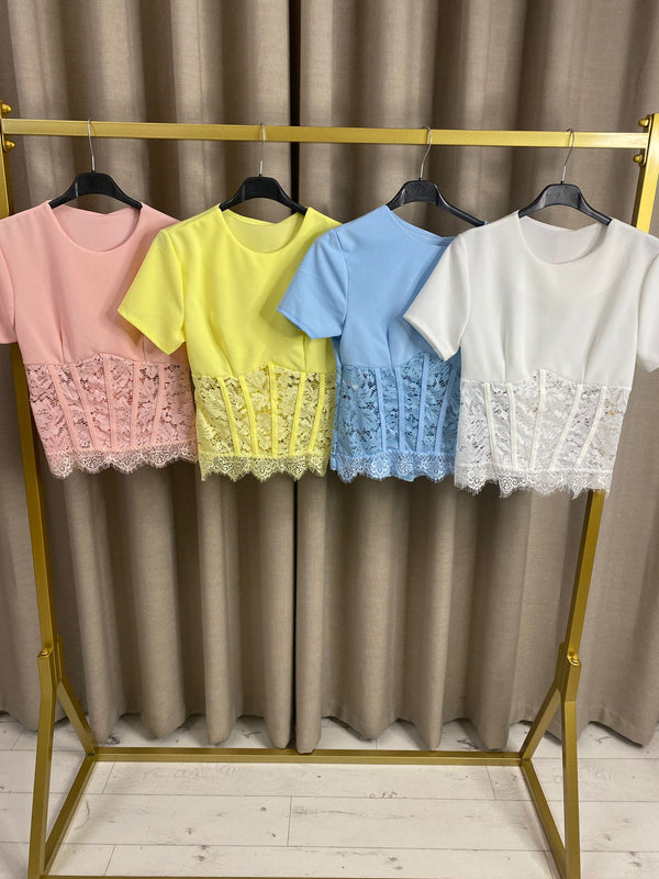 Madiha Lace Corset Tie Back Top