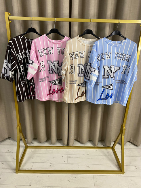 Slogan Round Neckline Loose Fit Top