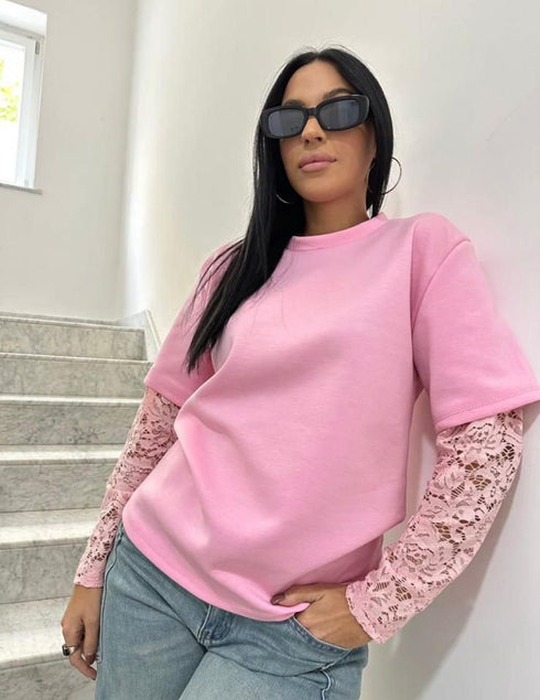 Patricia Lace Sleeve Soft Scuba Top