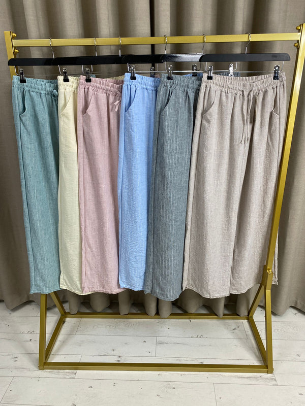Bea Silver Lurex Linen Trousers