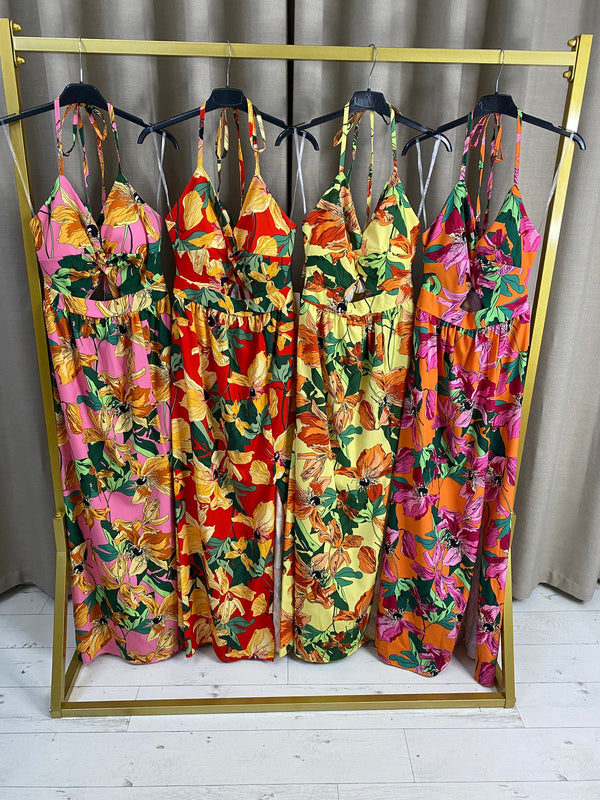 Nicole Floral Tie Back Maxi Dress