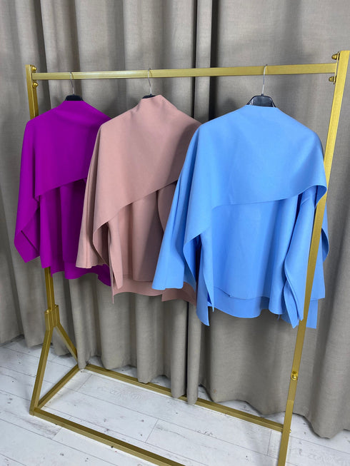 Donelsa Wool Look Scarf Detail Button Cape