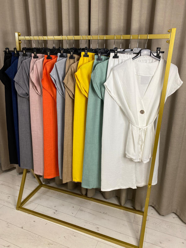 Savya Gold Button Waistcoat and Wide Leg Trousers Co-Ord Set