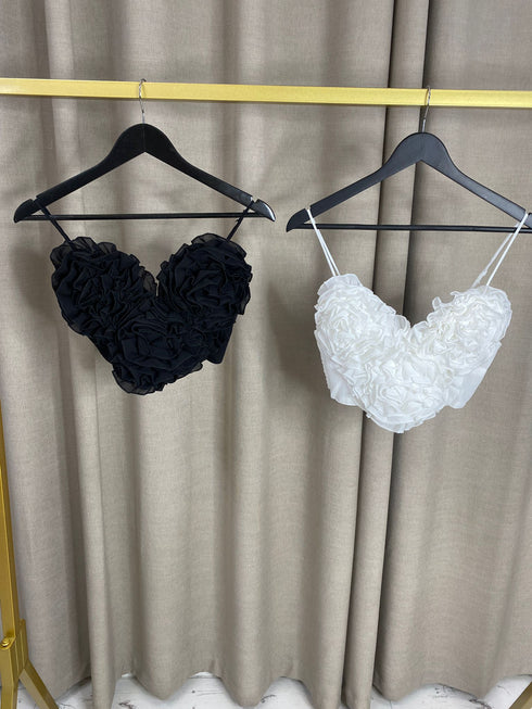 Joyee Flower Bust Strappy Crop Top