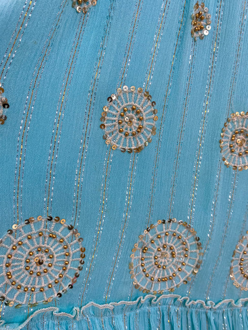 Cadence Tiered Embellished Tassel Maxi Dress