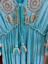 Cadence Tiered Embellished Tassel Maxi Dress