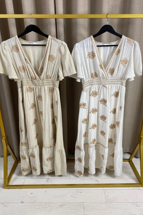Akylai Plunge Cotton Printed Midaxi Dress