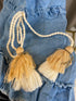 Maurvin Denim Blue Embroidered Tiered Dress