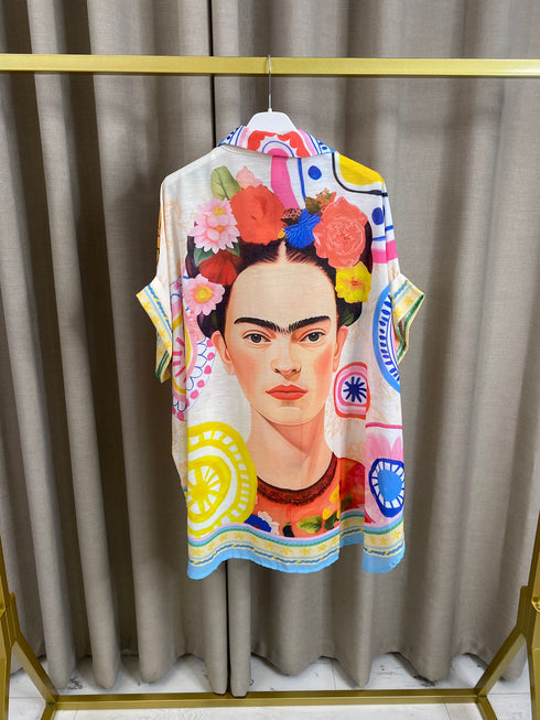 Meah Linen Printed Oversized Shirt