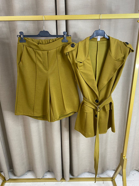 Nairobi Tie Waistcoat And Knee Length Shorts Co Ord Set